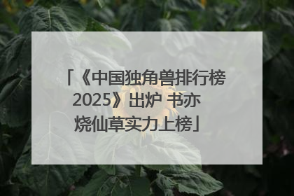《中国独角兽排行榜2025》出炉 书亦烧仙草实力上榜