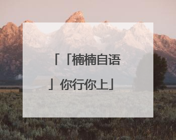 「楠楠自语」你行你上