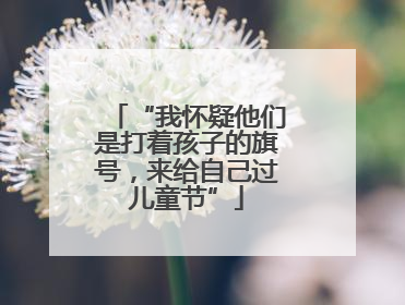 “我怀疑他们是打着孩子的旗号，来给自己过儿童节”