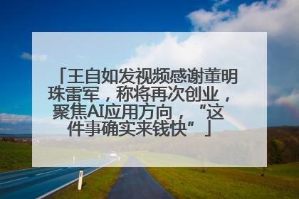 王自如发视频感谢董明珠雷军，称将再次创业，聚焦AI应用方向，“这件事确实来钱快”