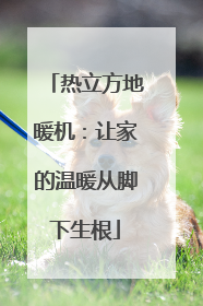 热立方地暖机：让家的温暖从脚下生根