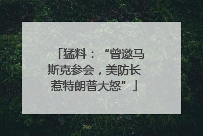 猛料：“曾邀马斯克参会，美防长惹特朗普大怒”