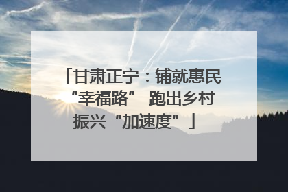 甘肃正宁：铺就惠民“幸福路” 跑出乡村振兴“加速度”