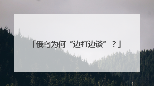 俄乌为何“边打边谈”？