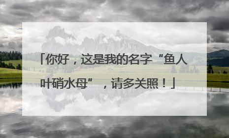 你好，这是我的名字“鱼人叶硝水母”，请多关照！