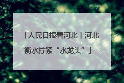 人民日报看河北丨河北衡水拧紧“水龙头”
