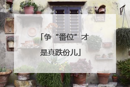 争“番位”才是真跌份儿