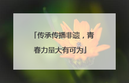 传承传播非遗，青春力量大有可为