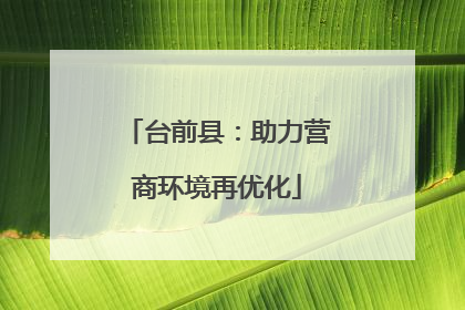 台前县：助力营商环境再优化