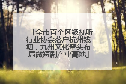 全市首个区级视听行业协会落户杭州钱塘，九州文化牵头布局微短剧产业高地