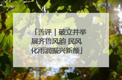 善评｜破立并举展齐鲁风韵 民风化雨润振兴新颜