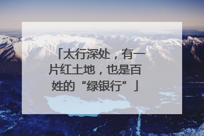 太行深处，有一片红土地，也是百姓的“绿银行”