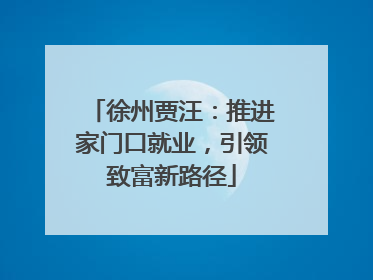 徐州贾汪：推进家门口就业，引领致富新路径