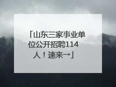 山东三家事业单位公开招聘114人！速来→