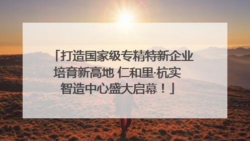 打造国家级专精特新企业培育新高地 仁和里·杭实智造中心盛大启幕！