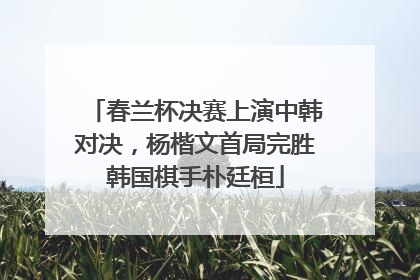 春兰杯决赛上演中韩对决，杨楷文首局完胜韩国棋手朴廷桓