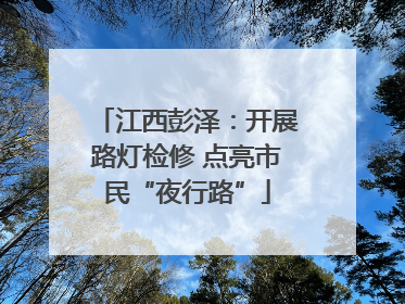 江西彭泽：开展路灯检修 点亮市民“夜行路”