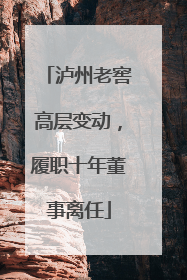 泸州老窖高层变动，履职十年董事离任