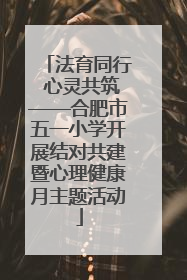 法育同行 心灵共筑——合肥市五一小学开展结对共建暨心理健康月主题活动