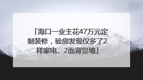 海口一业主花47万元定制装修，验房发现仅多了2样家电、2面背景墙