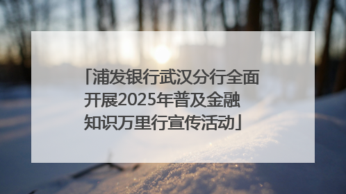 浦发银行武汉分行全面开展2025年普及金融知识万里行宣传活动