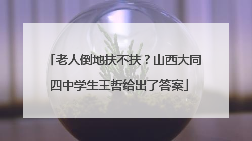 老人倒地扶不扶？山西大同四中学生王哲给出了答案