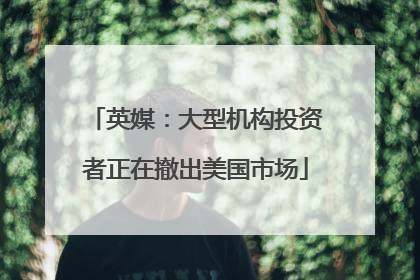 英媒：大型机构投资者正在撤出美国市场