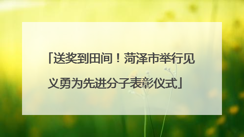 送奖到田间！菏泽市举行见义勇为先进分子表彰仪式