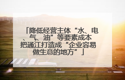 降低经营主体“水、电、气、油”等要素成本 把通江打造成“企业容易做生意的地方”
