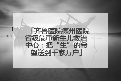 齐鲁医院德州医院省级危重新生儿救治中心：把“生”的希望送到千家万户