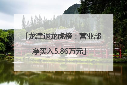 龙津退龙虎榜：营业部净买入5.86万元