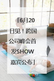 6月20日见！跨国公司峰会首发SHOW嘉宾公布